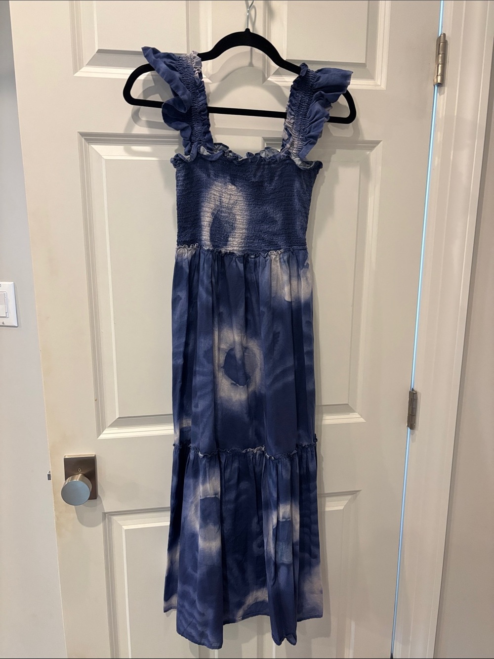 Tuckernuck Blue Tie-Dye Ruffle Strap Maxi Dress